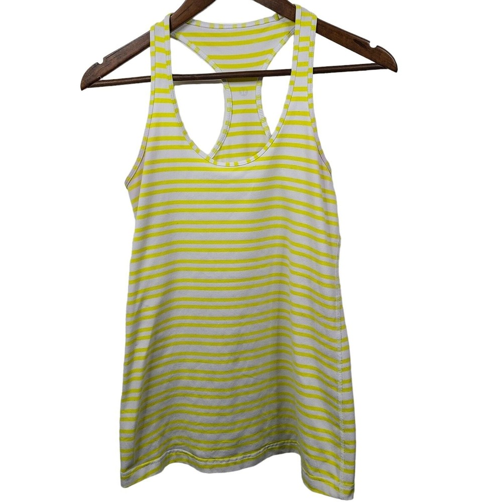 Lululemon Yellow Striped Cool Racerback Athletic Tank